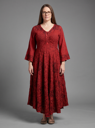Khotang Rayon Crepe Butterfly Bell-Sleeve Midi Dress