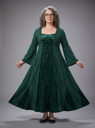 Asan Rayon Corset Bell-Sleeve Dress