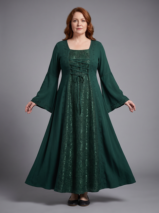 Makwanpur Rayon Bell-Sleeve Maxi Dress