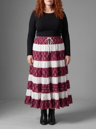 Udayapur Tiered Cotton Beach Maxi Skirt