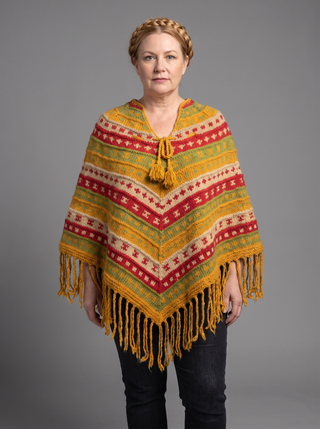 Tinjure Hand-Knit Sheep Wool Poncho