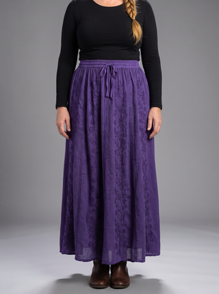 Marpha Rayon Medieval Embroidered Maxi Skirt