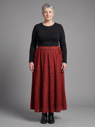 Marpha Rayon Medieval Embroidered Maxi Skirt