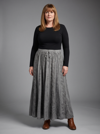 Marpha Rayon Medieval Embroidered Maxi Skirt