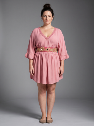 Sunakothi Rayon Crepe Gothic V-Neck Babydoll Dress