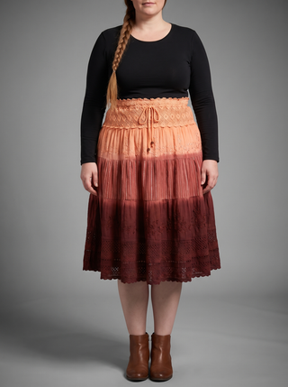 Kailali Cotton Renaissance Netted Embroidered Skirt