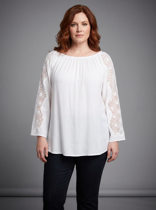 Chhusang Lace-Sleeve Rayon Crepe Tunic