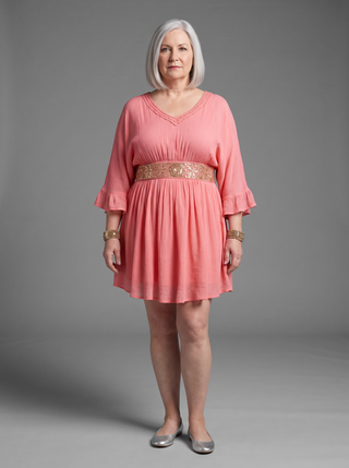Sunakothi Rayon Crepe Gothic V-Neck Babydoll Dress