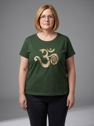 Dharan Knit Cotton Embroidered Om Yoga Tee