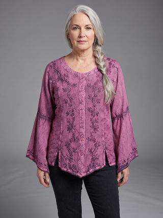 Kagbeni Rayon Gothic Embroidered Blouse