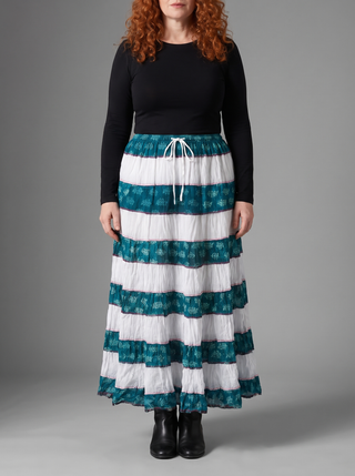 Udayapur Tiered Cotton Beach Maxi Skirt