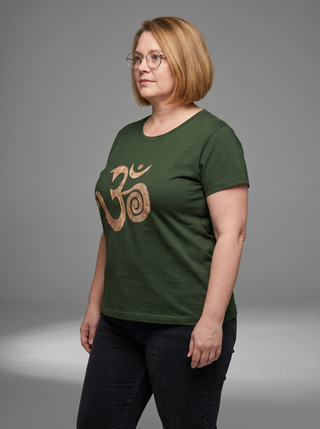 Dharan Knit Cotton Embroidered Om Yoga Tee