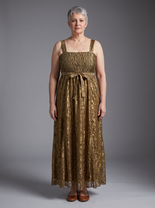 Tilije Rayon Empire Net-Overlay Vintage Dress
