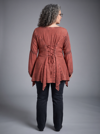 Khokana Rayon Asymmetrical Handkerchief-Hem Blouse