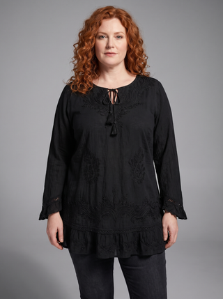 Mardi Rayon Embroidered Ruffle Blouse