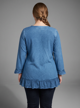 Mardi Rayon Embroidered Ruffle Blouse