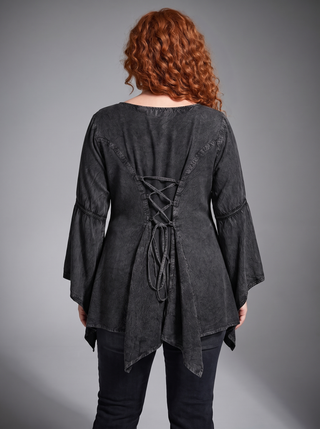 Khokana Rayon Asymmetrical Handkerchief-Hem Blouse