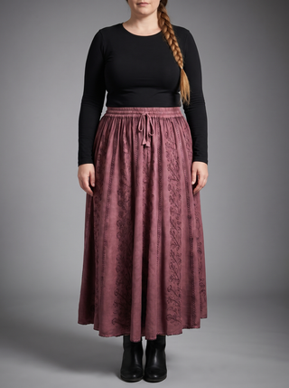 Marpha Rayon Medieval Embroidered Maxi Skirt