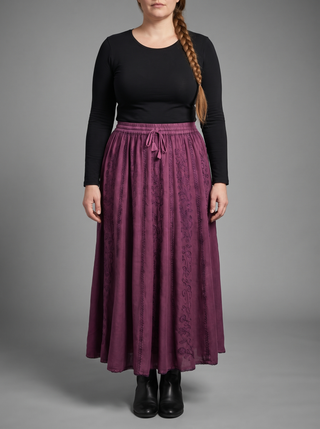 Marpha Rayon Medieval Embroidered Maxi Skirt