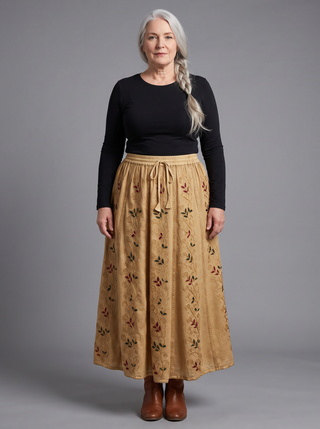 Marpha Rayon Medieval Embroidered Maxi Skirt