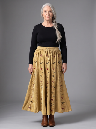 Marpha Rayon Medieval Embroidered Maxi Skirt