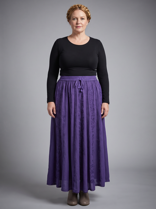 Marpha Rayon Medieval Embroidered Maxi Skirt