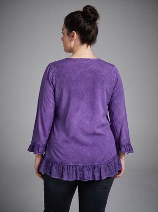Mardi Rayon Embroidered Ruffle Blouse