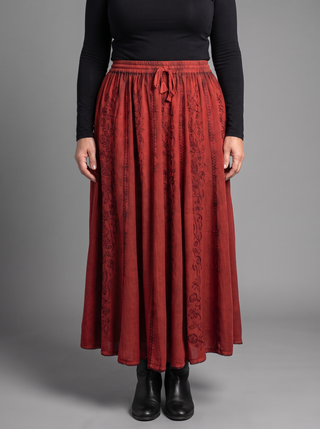 Marpha Rayon Medieval Embroidered Maxi Skirt