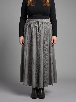 Marpha Rayon Medieval Embroidered Maxi Skirt