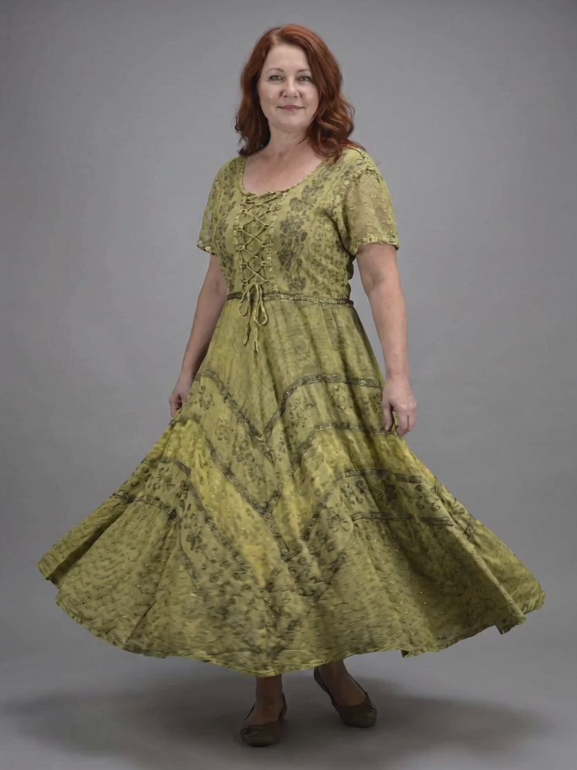 Birethanti Rayon Corset Gothic Dress video, Olive
