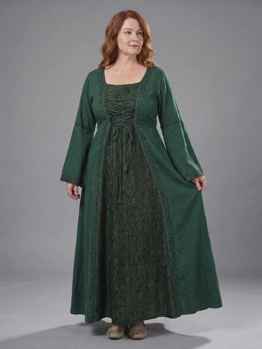 Makwanpur Rayon Bell-Sleeve Maxi Dress video, H Green