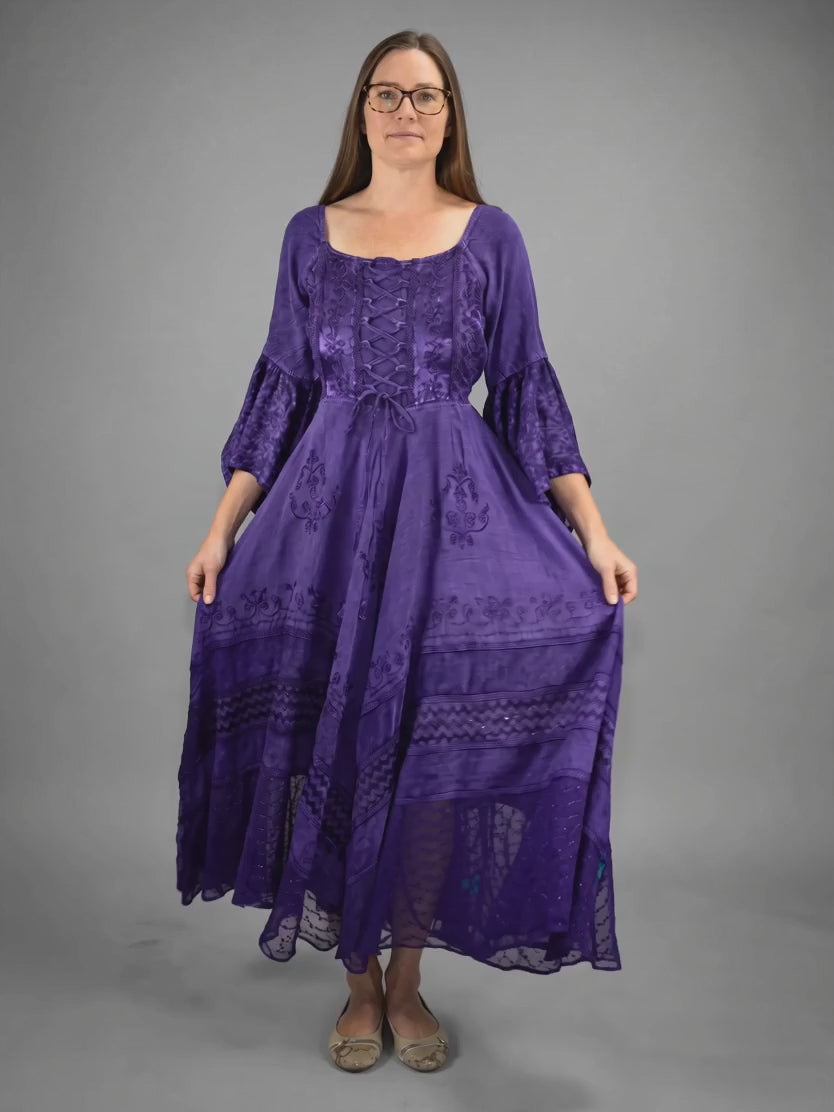 Kunde Rayon Medieval Handkerchief Corset Gown video, Purple