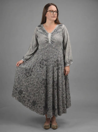 Machapuchare Rayon Bell-Sleeve Butterfly Dress video, Silver