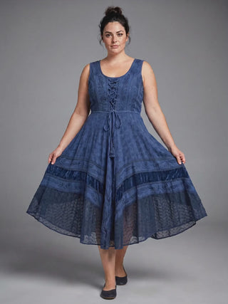 Syangja Rayon Corset Dress video, Navy Blue