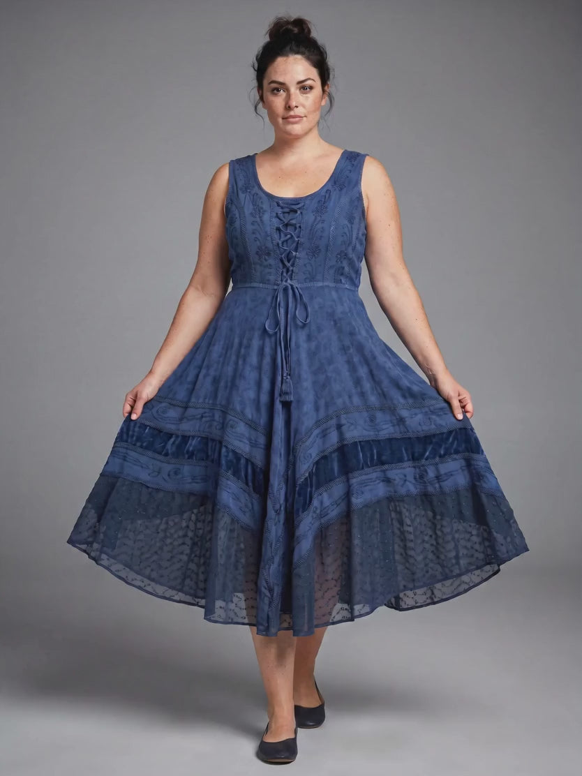 Syangja Rayon Corset Dress video, Navy Blue