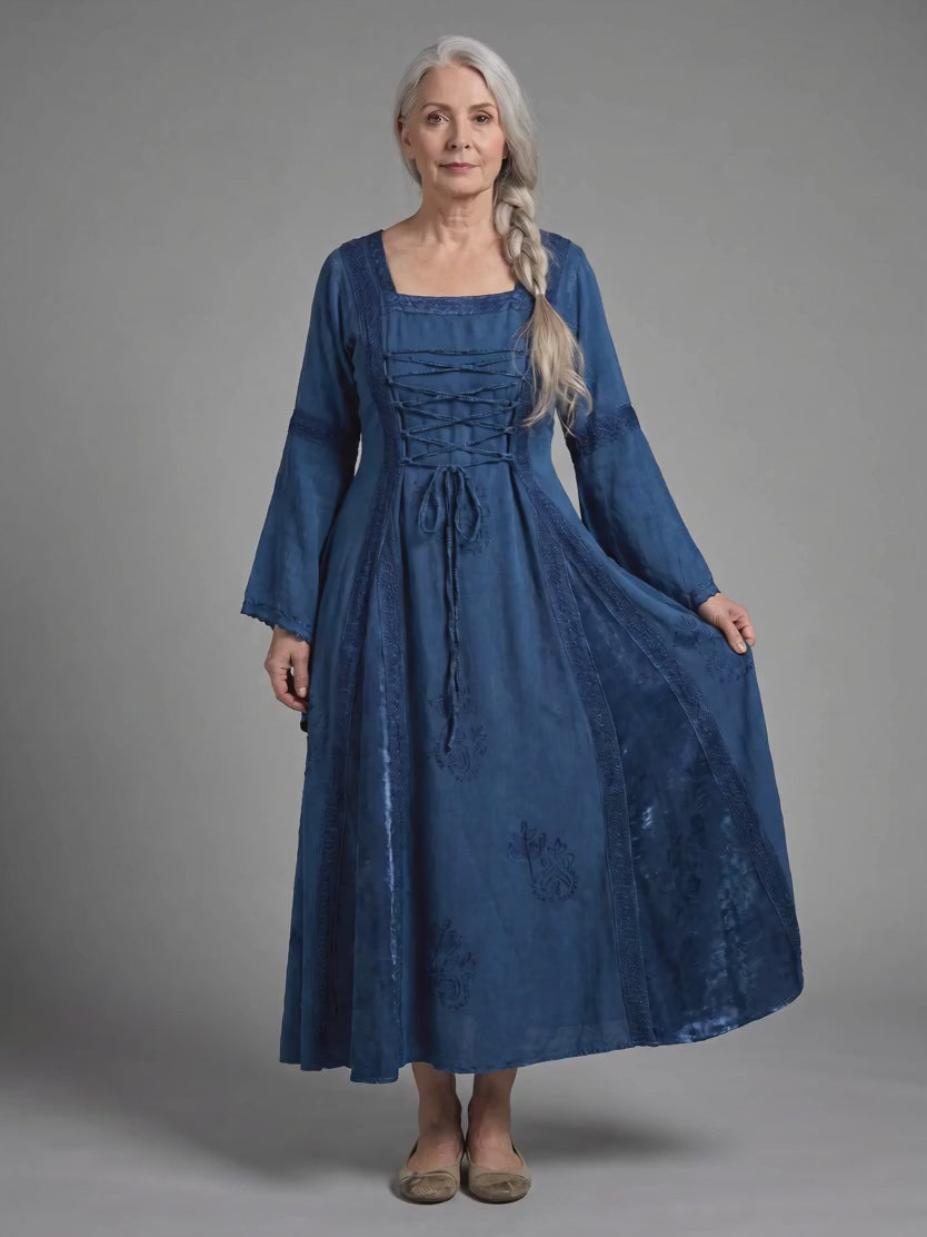 Bhairahawa Rayon Satin Corset Bell-Sleeve Dress video, Blue