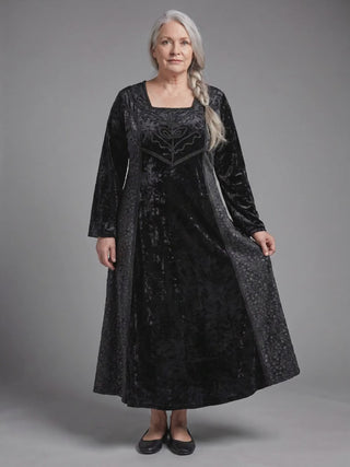 Belbari Medieval Rayon Velvet Wedding Gown video, Black