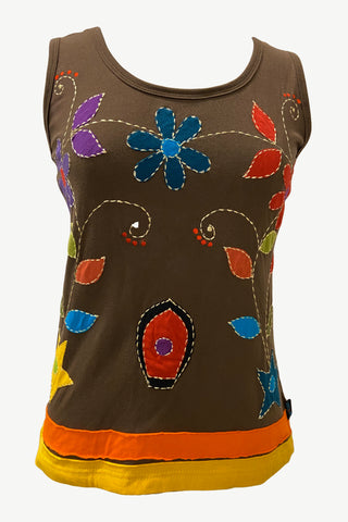 Kuleshwor Rayon Embroidered Wide-Strap Knit Tank