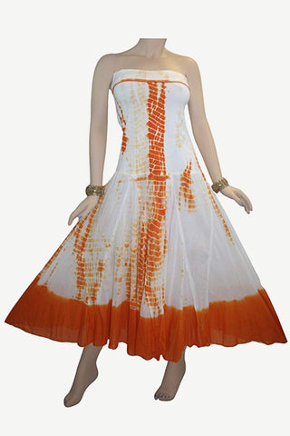Cotton Tie Dye Gypsy Halter Tube Dress - Agan Traders, Orange Rust
