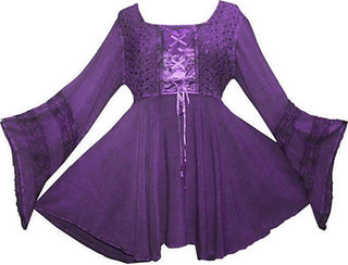 Gypsy Medieval Stylish Bohemian Sexy Flare Corset Tunic - Agan Traders, Purple