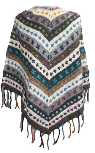 PN 200 Himalayan Thick Sheep Wool Hand Knitted Poncho (Agan Traders, PN 200 5)