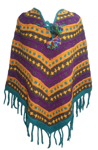 PN 200 Himalayan Thick Sheep Wool Hand Knitted Poncho (Agan Traders, PN 200 3)