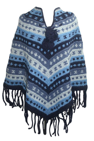 PN 200 Himalayan Thick Sheep Wool Hand Knitted Poncho (Agan Traders, PN 200 4)
