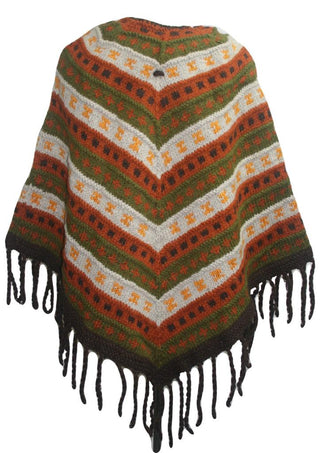 PN 200 Himalayan Thick Sheep Wool Hand Knitted Poncho (Agan Traders, PN 200 7)