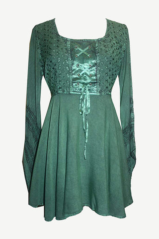 Gypsy Medieval Stylish Bohemian Sexy Flare Corset Tunic - Agan Traders, Green