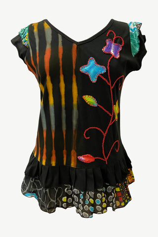 Kali Rayon Tie-Dye Patchwork Blouse