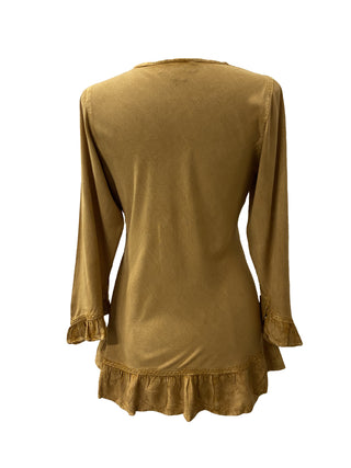 147 B Gypsy Medieval Ruffle Top Tunic Kurta Blouse India - Agan Traders, Camel