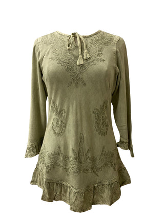 147 B Gypsy Medieval Ruffle Top Tunic Kurta Blouse India - Agan Traders, Sea Green