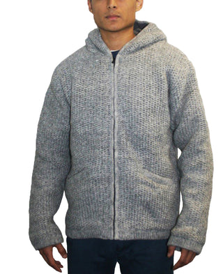 UFM 5 Lamb's Wool Warm Fleece Winter Sherpa Hoodie Sweater Coat Jacket - Agan Traders, Grey
