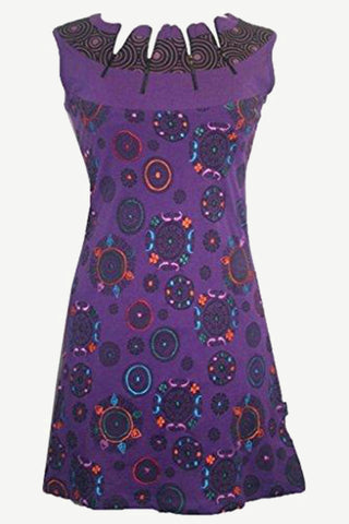 Junior Bohemian Patches Gypsy Knit Cotton Baby Doll Dress - Agan Traders